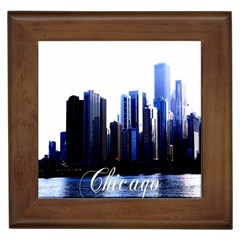 Abstract Of Downtown Chicago Effects Framed Tiles by Sudhe