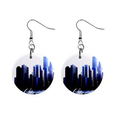 Abstract Of Downtown Chicago Effects Mini Button Earrings by Sudhe