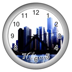 Abstract Of Downtown Chicago Effects Wall Clock (silver)