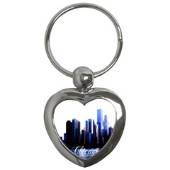 Abstract Of Downtown Chicago Effects Key Chains (heart) 