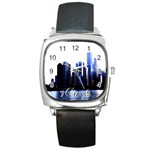 Abstract Of Downtown Chicago Effects Square Metal Watch Front