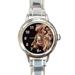 Angry Male Lion Gold Round Italian Charm Watch