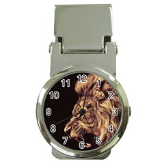 Angry Male Lion Gold Money Clip Watches