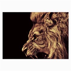 Angry Male Lion Gold Large Glasses Cloth