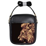 Angry Male Lion Gold Girls Sling Bag Front