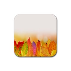 Autumn Leaves Colorful Fall Foliage Rubber Coaster (square) 