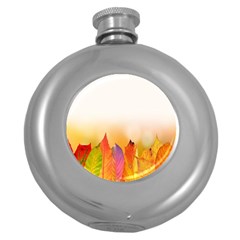 Autumn Leaves Colorful Fall Foliage Round Hip Flask (5 Oz)