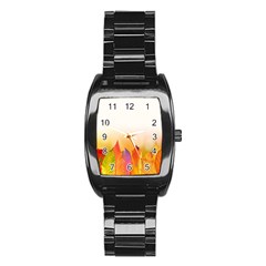 Autumn Leaves Colorful Fall Foliage Stainless Steel Barrel Watch by Sudhe