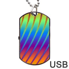 Abstract Fractal Multicolored Background Dog Tag Usb Flash (two Sides) by Sudhe