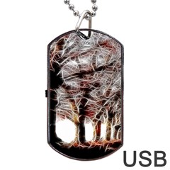 Autumn Fractal Forest Background Dog Tag Usb Flash (one Side)