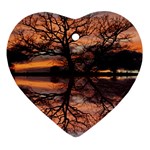 Aurora Sunset Sun Landscape Heart Ornament (Two Sides) Front