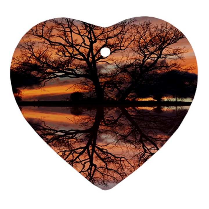 Aurora Sunset Sun Landscape Heart Ornament (Two Sides)