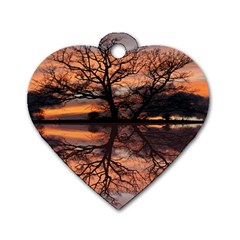 Aurora Sunset Sun Landscape Dog Tag Heart (one Side)