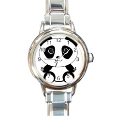 Bear Panda Bear Panda Animals Round Italian Charm Watch