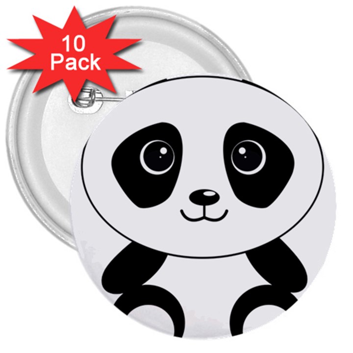 Bear Panda Bear Panda Animals 3  Buttons (10 pack) 