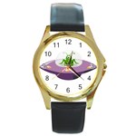 Ufo Round Gold Metal Watch Front