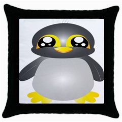 Cute Penguin Animal Throw Pillow Case (black)