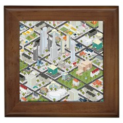Simple Map Of The City Framed Tiles