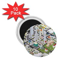 Simple Map Of The City 1 75  Magnets (10 Pack) 