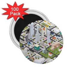 Simple Map Of The City 2 25  Magnets (100 Pack) 