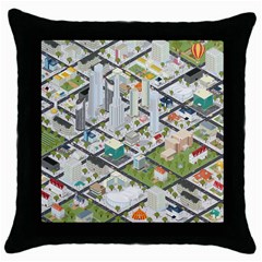 Simple Map Of The City Throw Pillow Case (black)