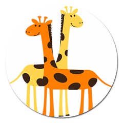 Giraffe Africa Safari Wildlife Magnet 5  (round)