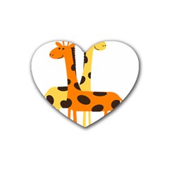 Giraffe Africa Safari Wildlife Rubber Coaster (heart) 