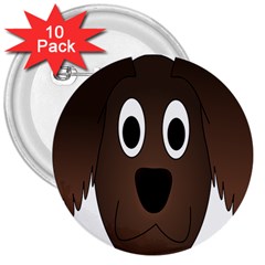 Dog Pup Animal Canine Brown Pet 3  Buttons (10 Pack) 