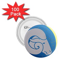 Ram Zodiac Sign Zodiac Moon Star 1 75  Buttons (100 Pack) 