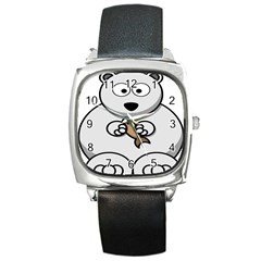 Bear Polar Bear Arctic Fish Mammal Square Metal Watch