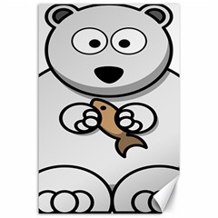 Bear Polar Bear Arctic Fish Mammal Canvas 24  X 36 