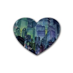 City Night Landmark Rubber Coaster (heart) 