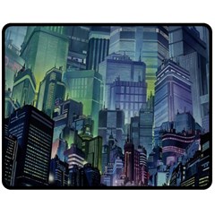 City Night Landmark Double Sided Fleece Blanket (medium)  by Sudhe