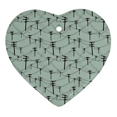 Telephone Lines Repeating Pattern Heart Ornament (two Sides) by Sudhe