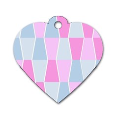 Geometric Pattern Design Pastels Dog Tag Heart (two Sides) by Sudhe