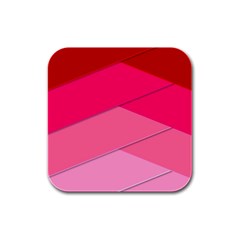 Geometric Shapes Magenta Pink Rose Rubber Square Coaster (4 Pack) 