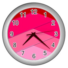 Geometric Shapes Magenta Pink Rose Wall Clock (silver)