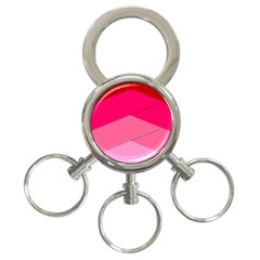 Geometric Shapes Magenta Pink Rose 3-ring Key Chains