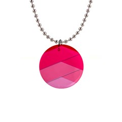 Geometric Shapes Magenta Pink Rose 1  Button Necklace