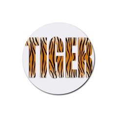 Tiger Bstract Animal Art Pattern Skin Rubber Round Coaster (4 Pack) 