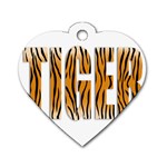 Tiger Bstract Animal Art Pattern Skin Dog Tag Heart (One Side) Front