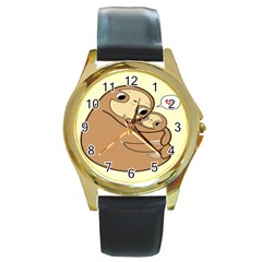 Sloth Round Gold Metal Watch