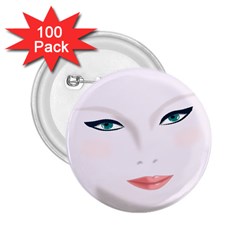 Face Beauty Woman Young Skin 2 25  Buttons (100 Pack)  by Sudhe