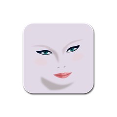 Face Beauty Woman Young Skin Rubber Square Coaster (4 Pack)  by Sudhe