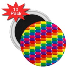 Rainbow 3d Cubes Red Orange 2 25  Magnets (10 Pack) 