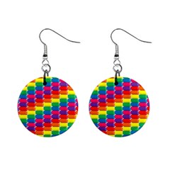 Rainbow 3d Cubes Red Orange Mini Button Earrings