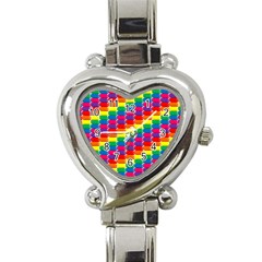 Rainbow 3d Cubes Red Orange Heart Italian Charm Watch by Sudhe