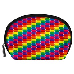 Rainbow 3d Cubes Red Orange Accessory Pouch (large) by Sudhe