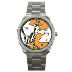 Zebra Animal Alphabet Z Wild Sport Metal Watch