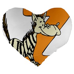 Zebra Animal Alphabet Z Wild Large 19  Premium Heart Shape Cushions by Sudhe